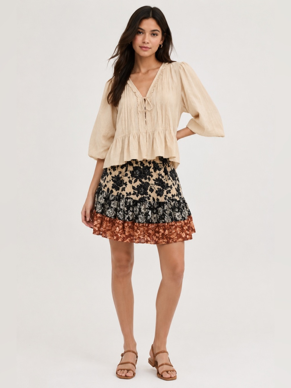 ✨ Sachin & Babi x Anthropologie Skirt Size Small Tiered Floral‎ Skirt 🌿✨